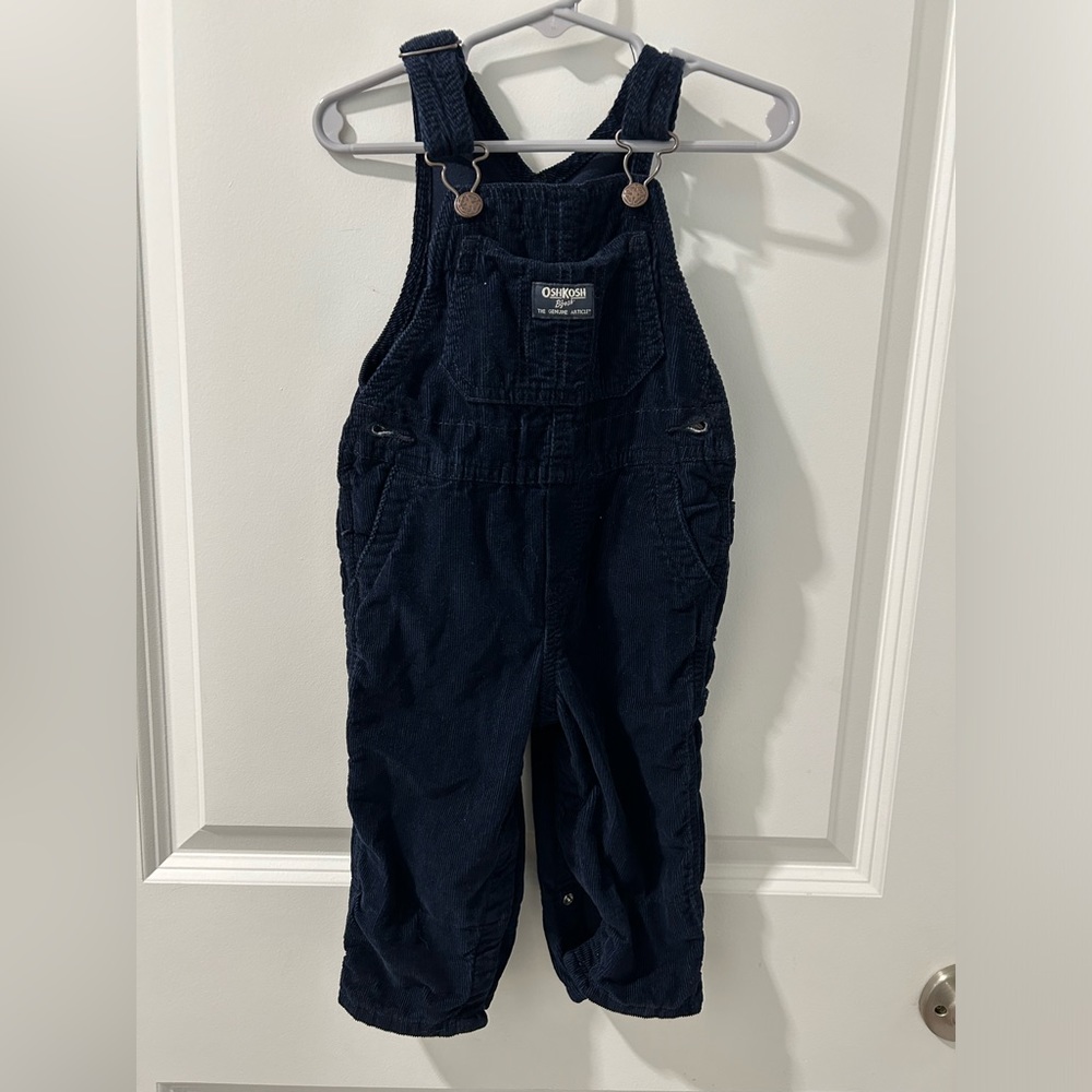 OshKosh navy blue corduroy overalls. Size 18 months.